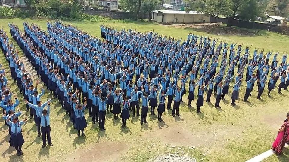 Students at morning assembly