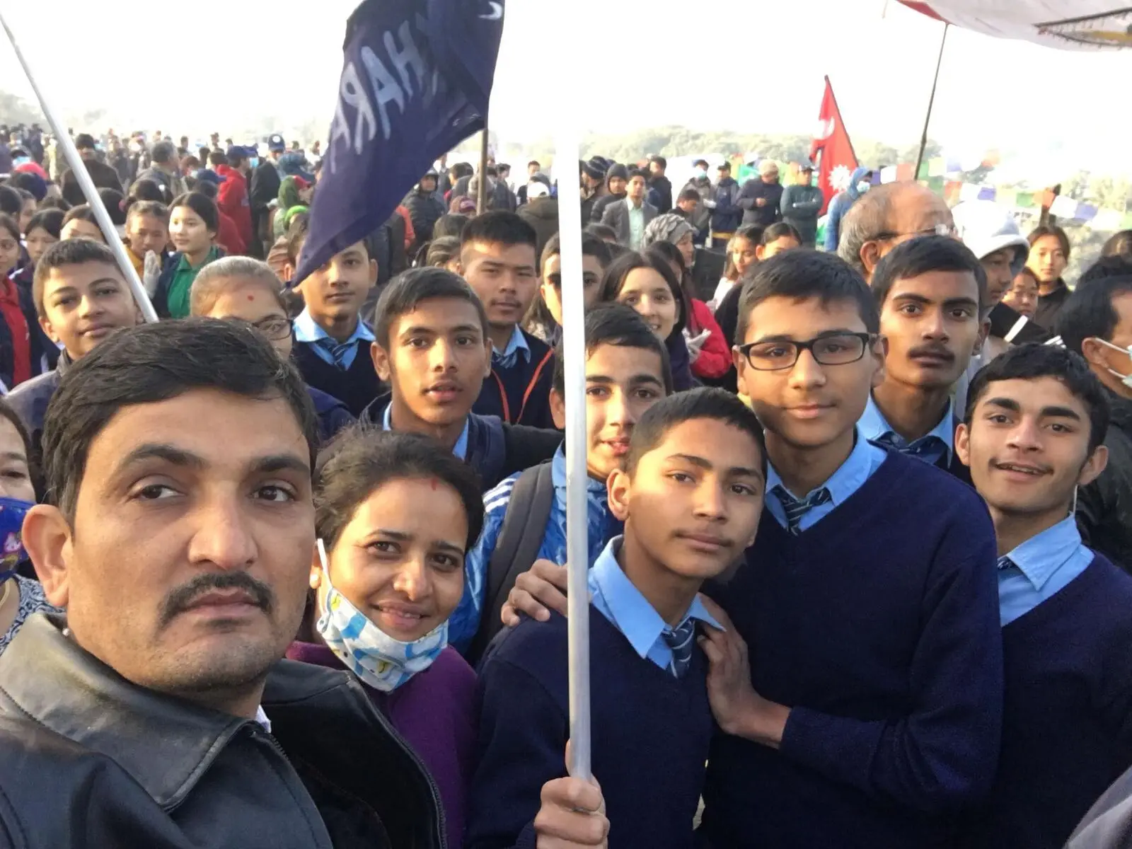 Students at a school rally