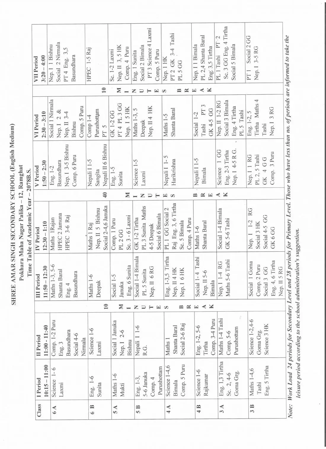 Online class routine of Section A & B (effective from 2078/10/06, Thursday) — page 2